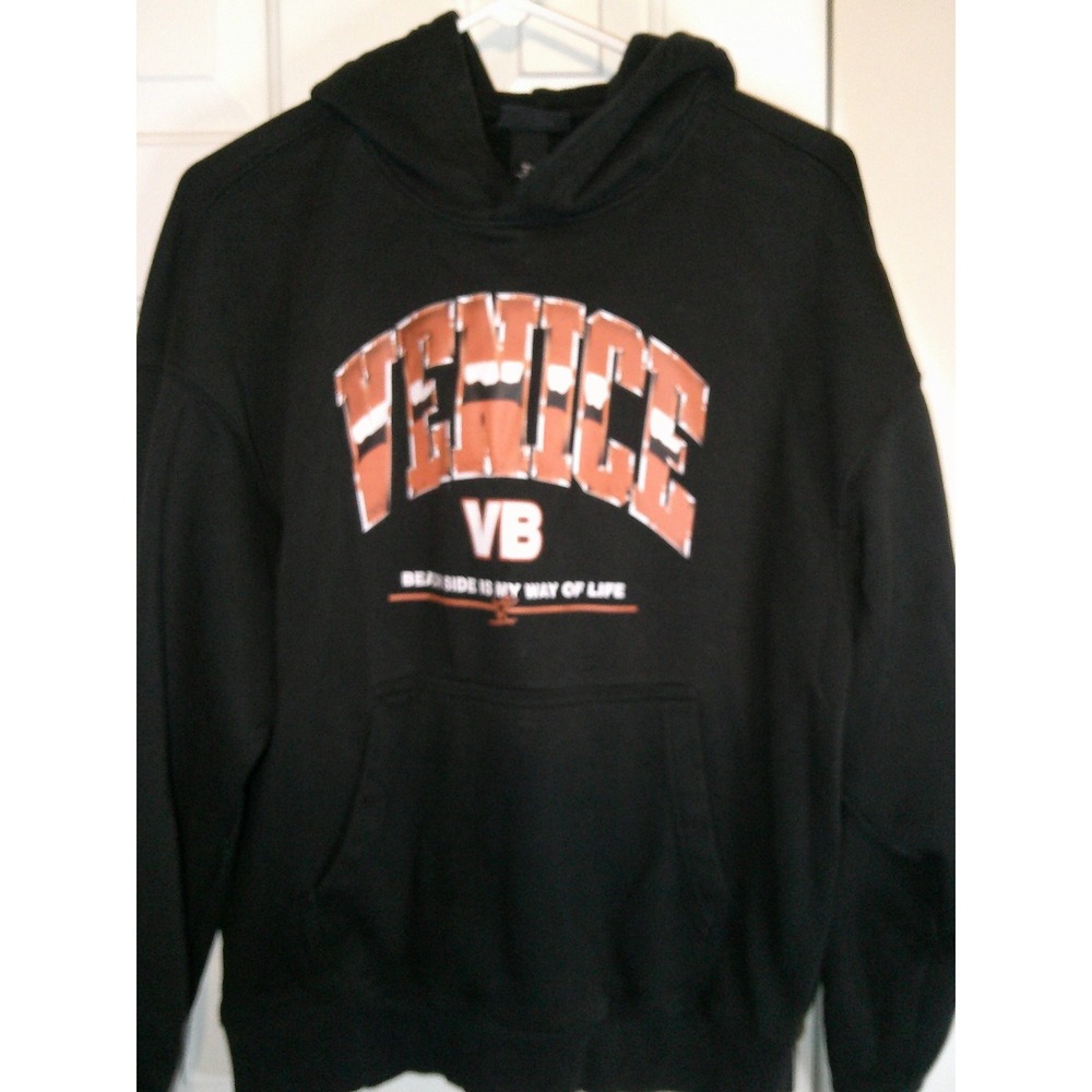 H&M Venice Beach Oversized‎ Fit Hoodie Sweatshirt Pullover Black Small